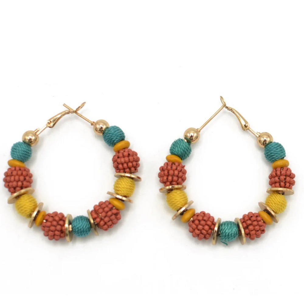 Gold Multi Color Earrings